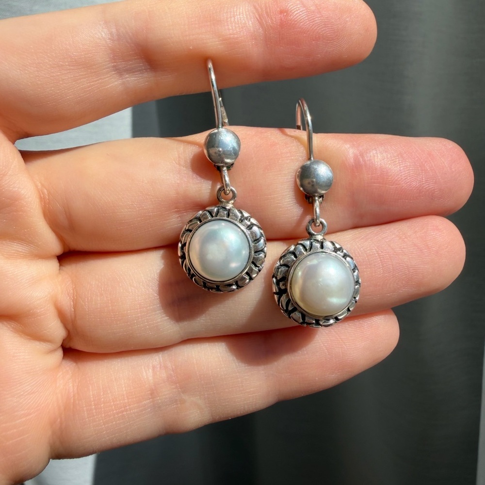 Pearl Drop Earrings Sterling Silver 925